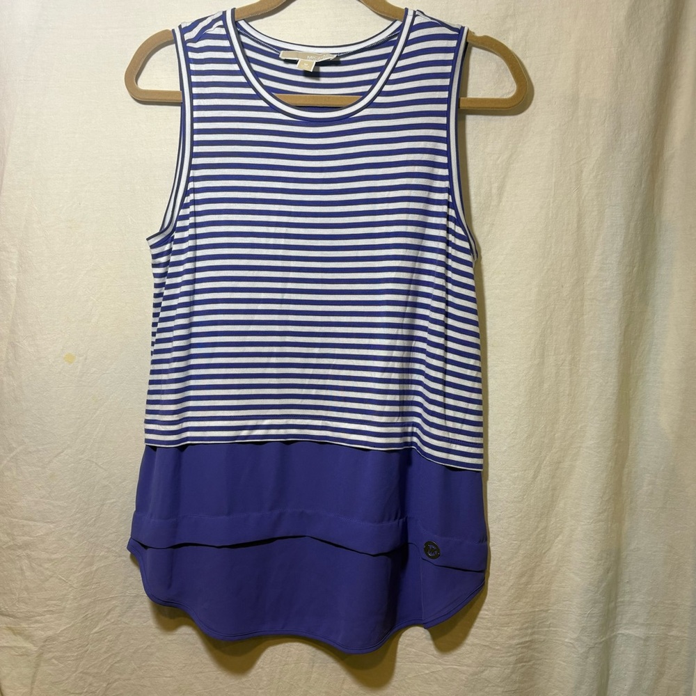 MICHAEL Michael Kors Purple & White Striped Tank Top EUC Medium M Ladies Casual - Picture 2 of 9